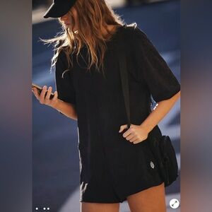 FP Movement Women's Hot Shot Tee Romper in Black NWT casual Oversized